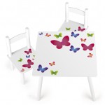 Table et 2 chaises enfant motif Papillons