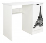 Bureau blanc avec étagère ROMA /motif Tour Eiffel/
