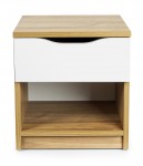  Table de chevet en bois moderne - Couleur Bois Naturel / front Blanc