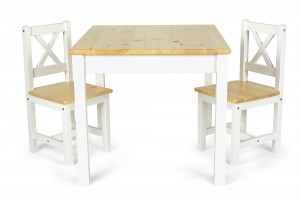 Le table en bois au style scandinave POLA (blanc/pin)