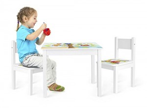 Table YETI et 2 chaises pour enfant motif hiboux